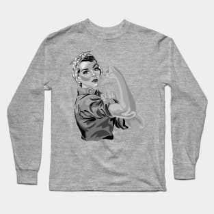 Rosie The Riveter in Shades of Gray Long Sleeve T-Shirt